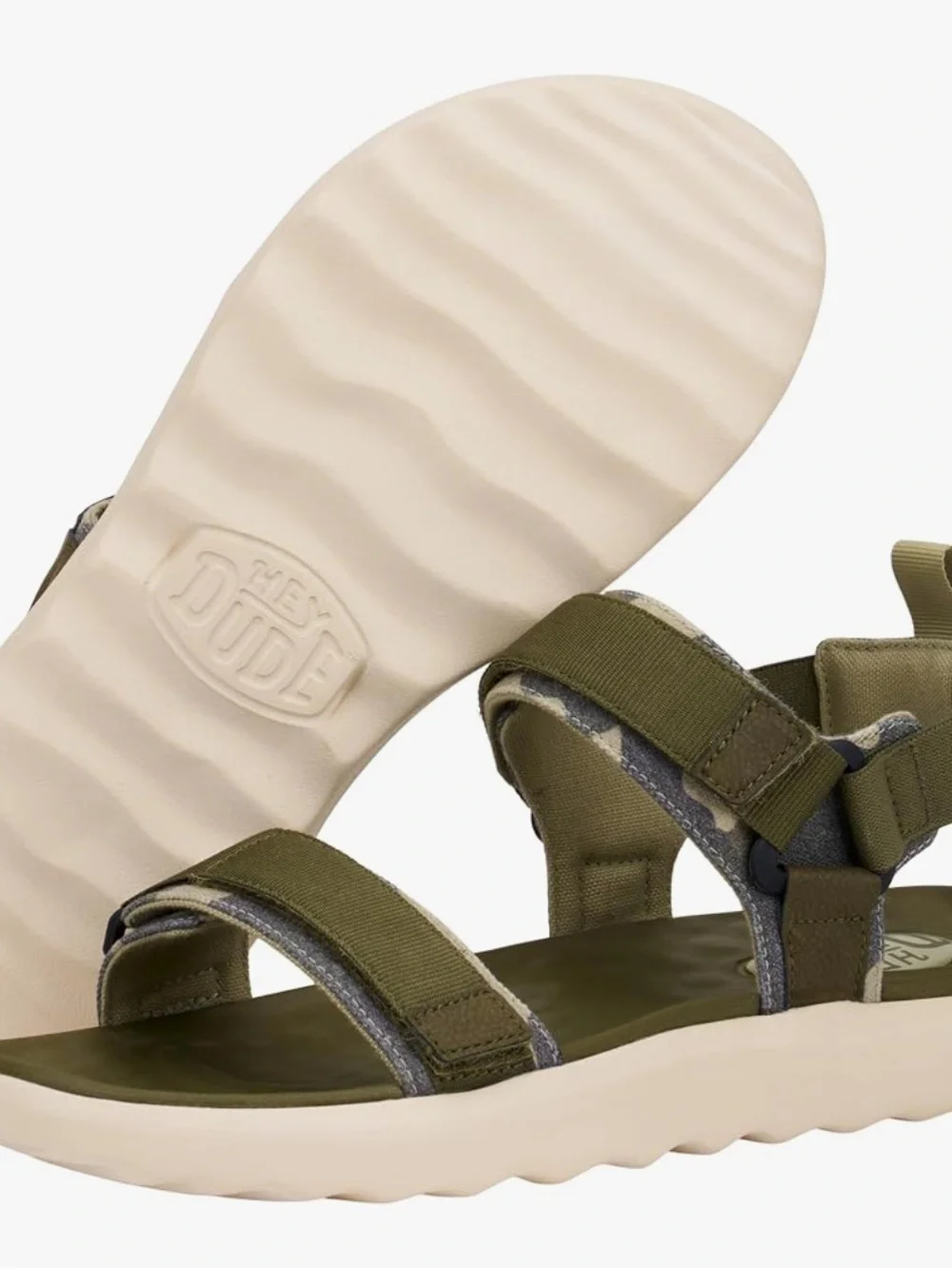 HEYDUDE Carson Sandal Sport Mode Green Men’s US 12 EU 45 Hook & Loop Camo New